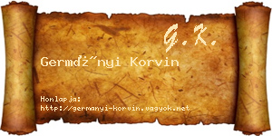 Germányi Korvin névjegykártya